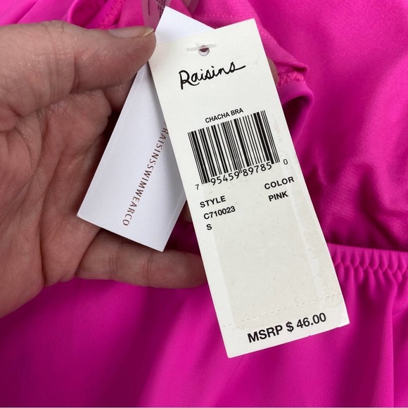 Raisins Hot Pink Ruffle Bikini Top Sz.S NWT - Picture 5 of 11